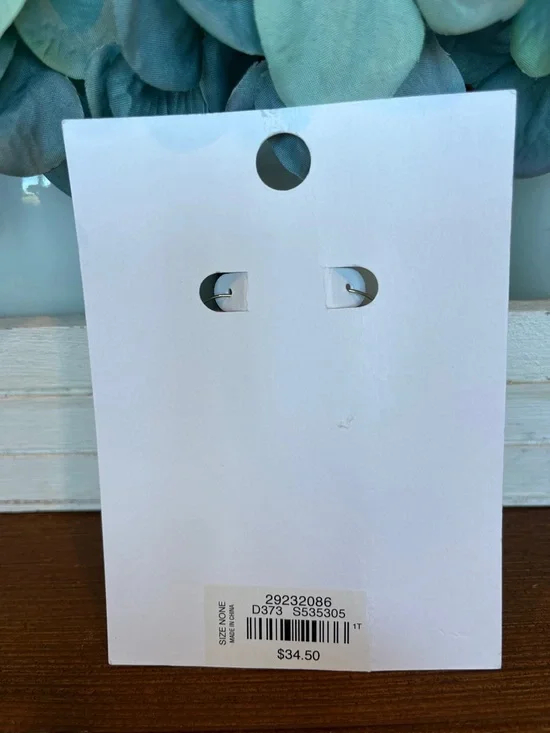 NWT LOFT Gold Hoop Earrings with Tortoiseshell Discs - Picture 4 of 6